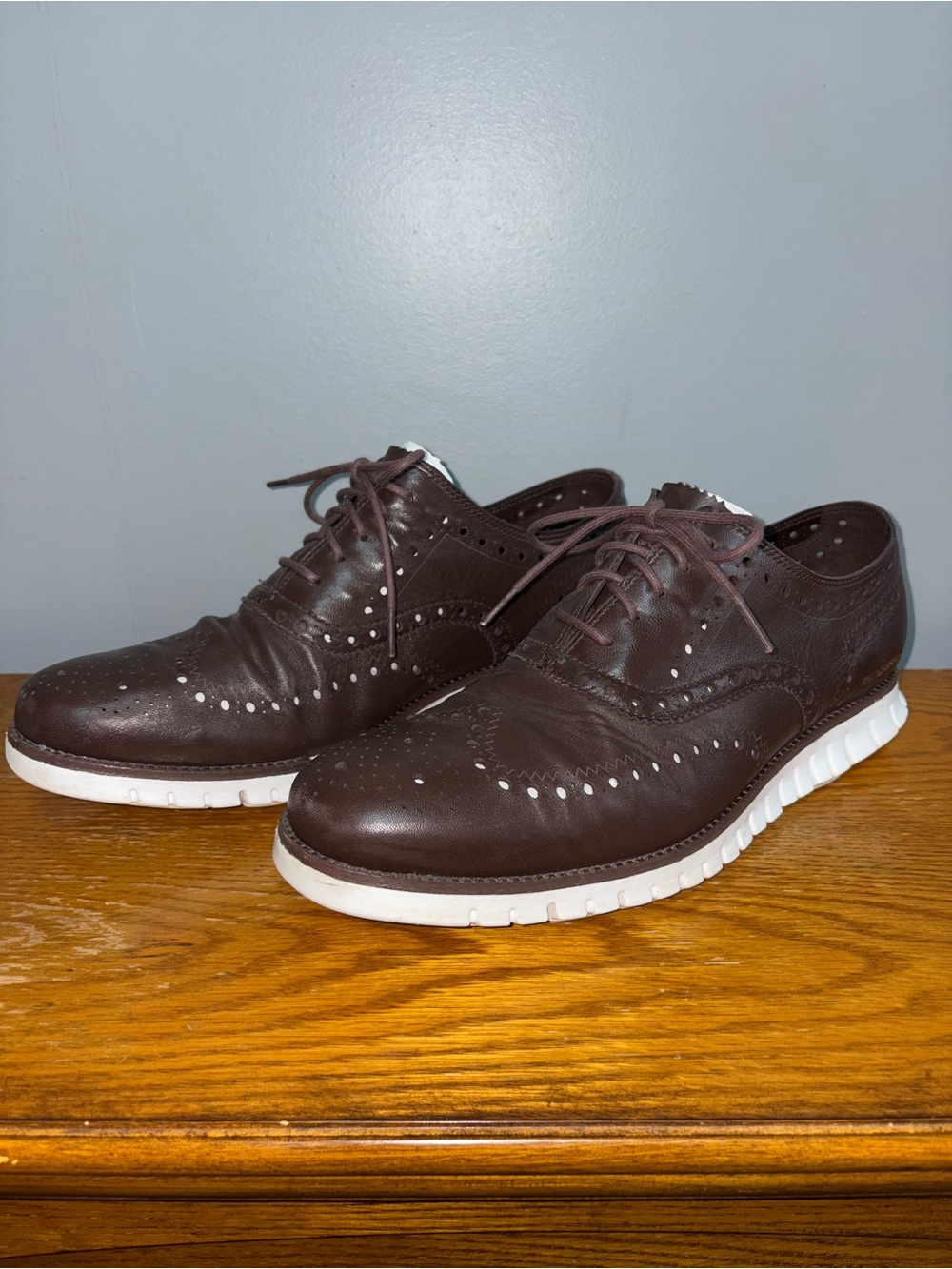 Cole Haan Men's Brown Leather Zerogrand Wingtips Oxford Dress Shoes Size 11.5W